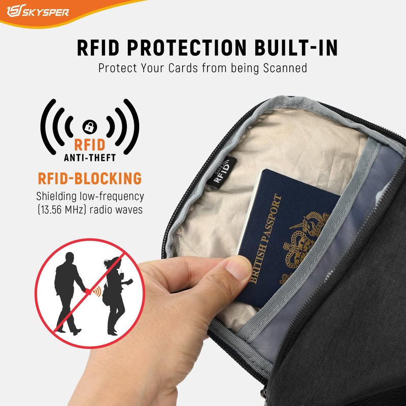 SKYSPER Sling Bag Anti Theft Crossbody Bag RFID Lightweight Travel Shoulder Chest Bag for Hiking Walking