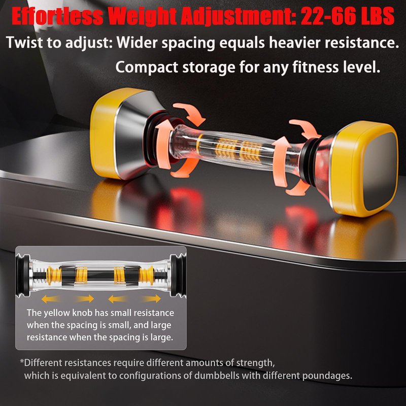 Shaking Weight Adjustable Dumbbell Set 22-66 lbs,Weight for Full Body Workout, Home Gym Equipment for Men & Women, Adjustable Weight for Arm & Core Training, Chest Exercise Equipment Fitness Dumbbells UiDDrout
