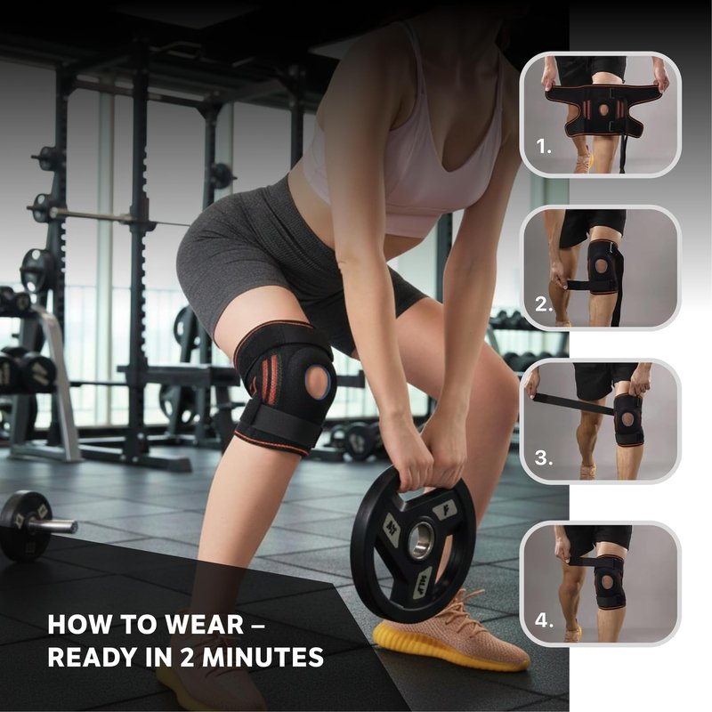 Knee Brace with Side Stabilizers & Patella Gel Pads for Men and Women, Maximum Compression Knee Support for Running, Workout, Sports, Breathable Non-Slip Knee Sleeve for Knee, Knee Support (Large)