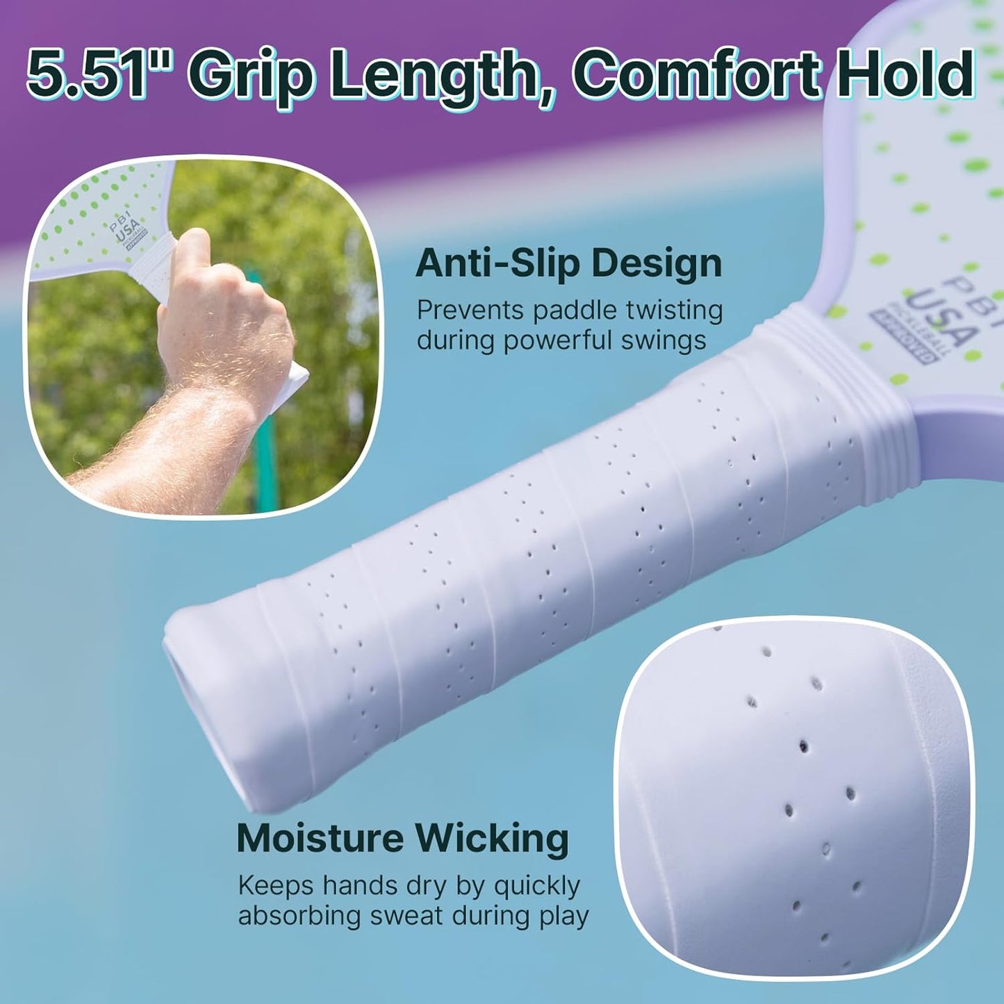 Golabs Pickleball Paddles Set of 2 - Durable Fiberglass Surface & 16mm Polymer Core | Lightweight Anti-Slip Grip