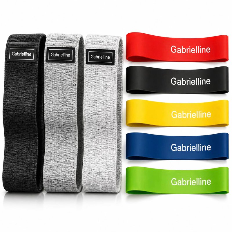 Gabrielline 8-Piece Resistance Bands Set – 5 Latex Bands + 3 Fabric Booty Bands – Full Body Home Workout Kit for Women & Men