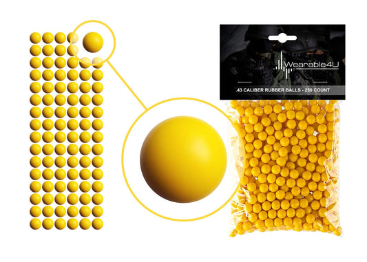 Wearable4U .43 Caliber Rubber Balls New Reusable Training Soft Rubber Balls for Paintball Guns (250 Rounds, Yellow)