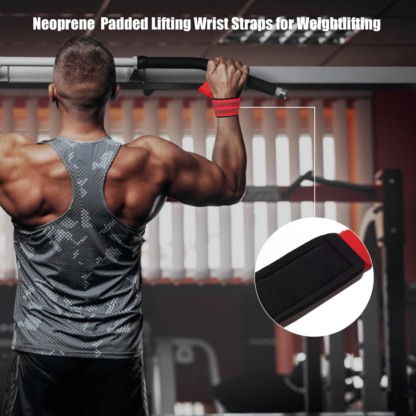 4 Pack Lifting Wrist Straps for Weightlifting, Lifting Straps for Gym Strength Training,Deadlifts,Workout, Men & Women Neoprene-padded Wrist Cushion Cotton Lift Straps with Anti-Skid Silicone -Red