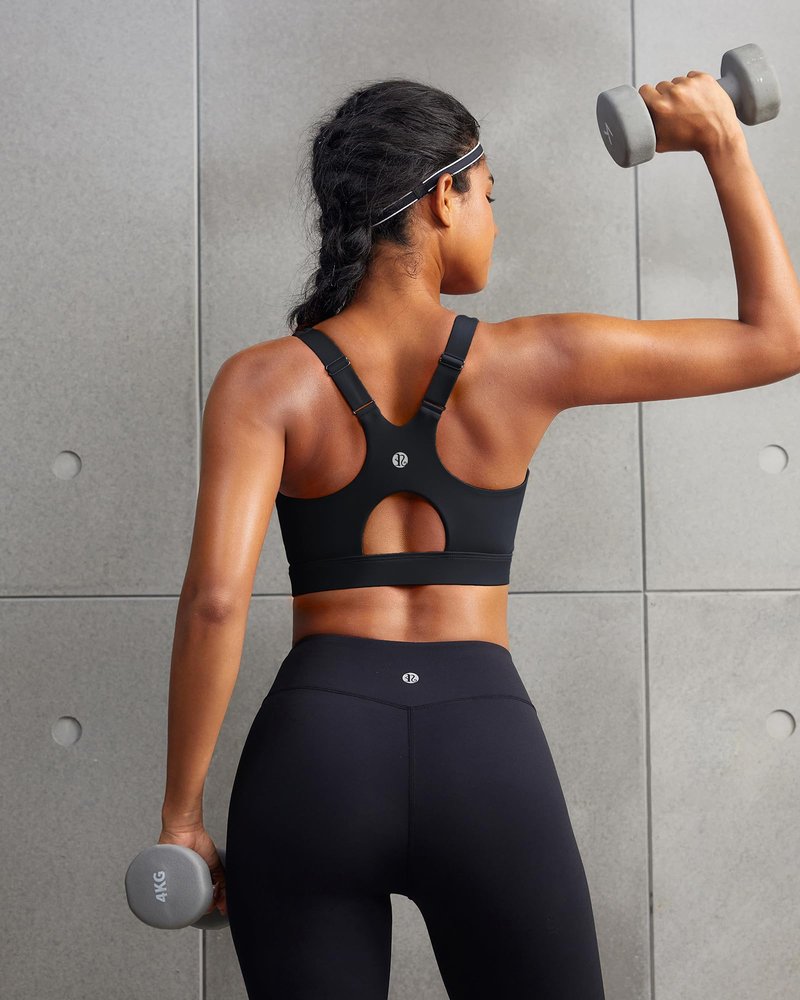 RUNNING GIRL Black Sports Bra for Women,Adjustable Straps Molded Cups High Support Sports Bras for Women Large Bust(3100Black_L)