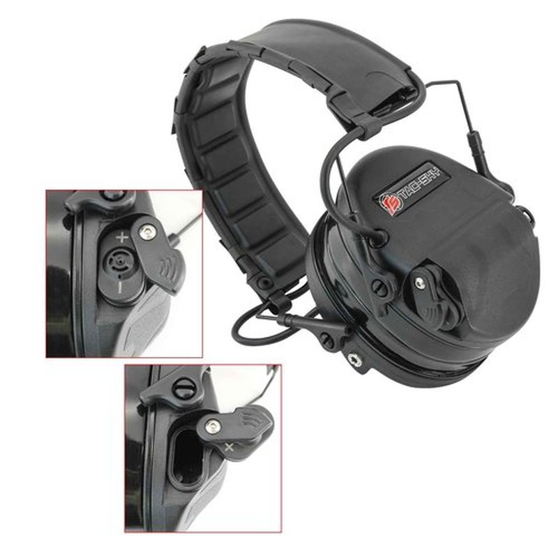TACGZGJSM TAC200PRO Electronic Noise Canceling Headphones with Gel Earpads,Ear Protection for Airsoft,Hunting, Shooting(Black)