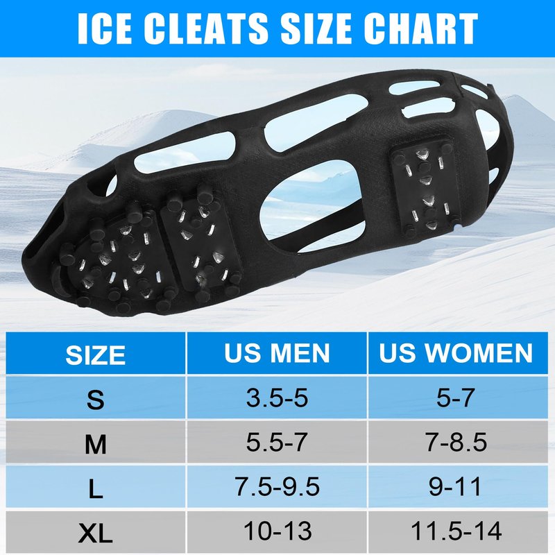 Ice Cleats Snow Traction Cleats Crampons for Boots and Shoes 28 Studs Cleats Crampons Walking on Snow and Ice Anti Slip Overshoe Rubber Ice Grippers Slip-on Stretch Footwear XLarge