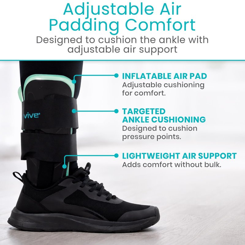 Vive Ankle Stirrup Brace - Air Gel Stabilizer for Ankle Sprain, Tendonitis Support for Men & Women - Right & Left Foot -Achilles Tendon Compression Relief -Fracture Treatment - Hot & Cold Therapy