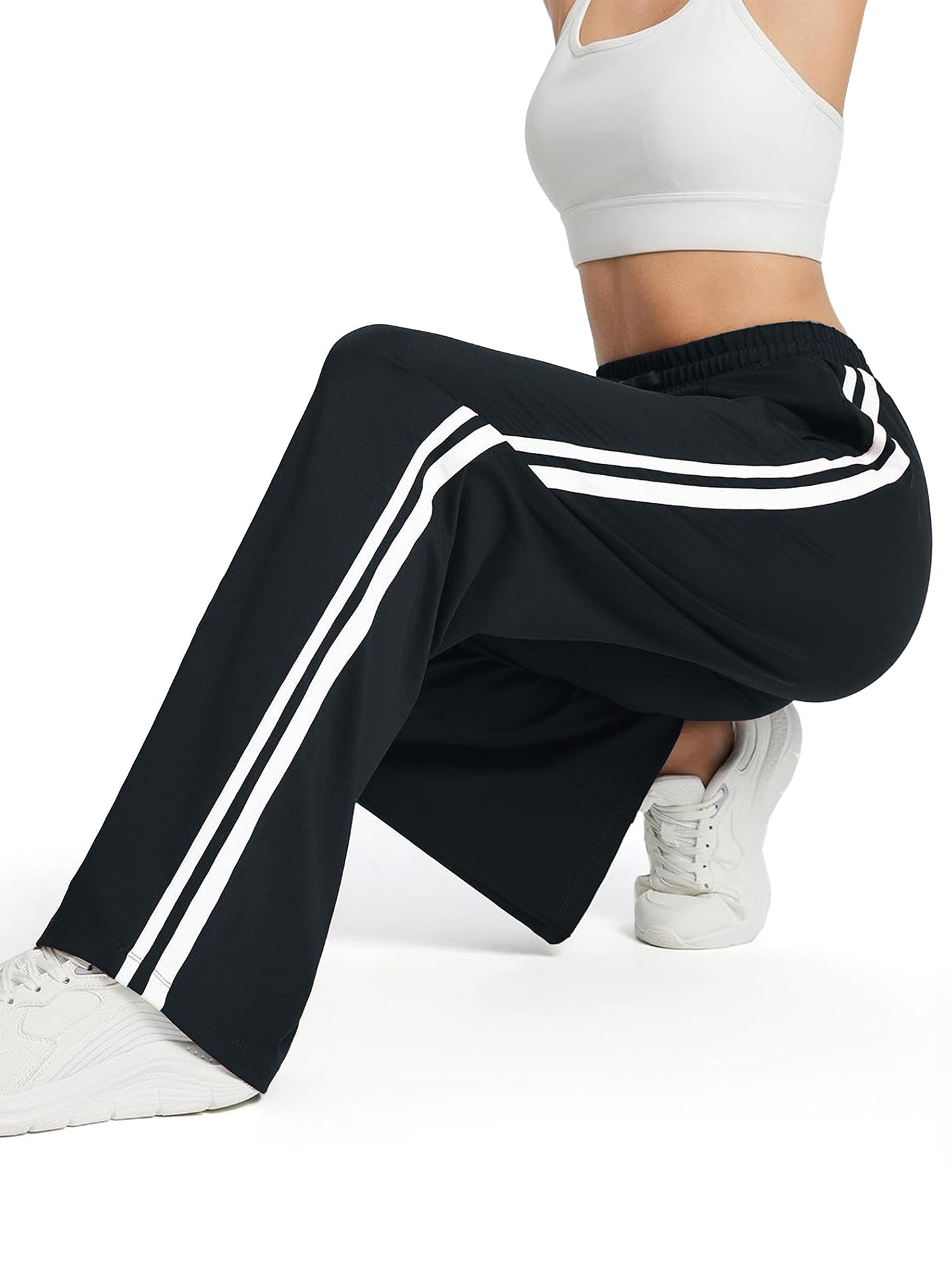 Tapata Women's 34" Inseam Tall Track Pants Loose Straight Leg Jogging Sweatpants Warm-Up Sports Athletic Running, Black, XL