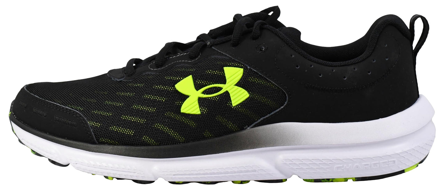 Under Armour Men's Charged Assert 10, (007) Black/Black/High Vis Yellow, 10, US