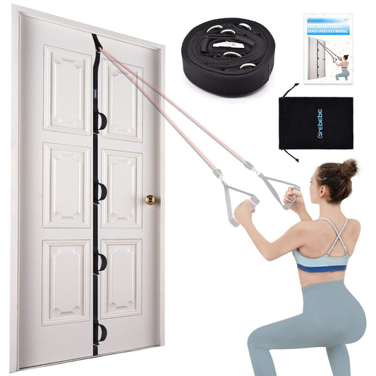 Brebebe Door Anchor Strap for Resistance Bands Exercises, Multi Point Anchor Gym Attachment for Home Fitness, Portable Door Band Resistance Workout Equipment, Easy to Install, Punch-Free, Nail-Free