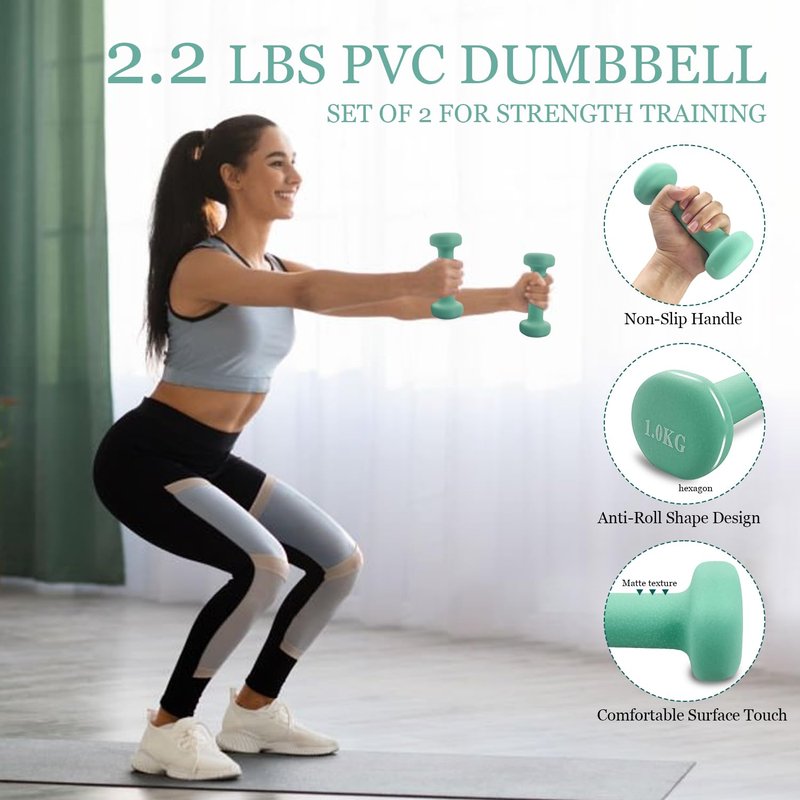 HIMESPORNER Pilates Equipment Kit for Home Workout, Pilates Ring and Ball Set with 2.2lb *2 Dumbbells, Fabric Resistance Bands, Tape Measure, Bag, Pilates Essentials Accessories for Women Yoga