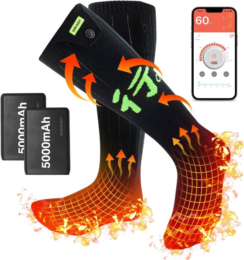 Heated Socks for Men Women, APP Control Electric Heated Socks Rechargeable Washable, Battery Heated Socks Foot Warmer Socks for Hiking Biking Camping Skiing Hunting Outdoor Work, Heating Thermal（XL）
