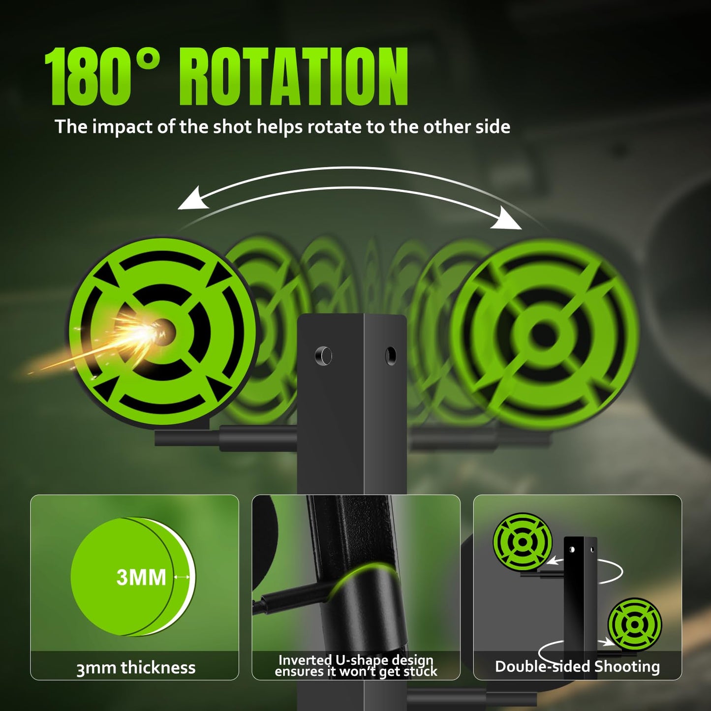 Ideagle Metal Swing Dueling Tree Target Stand with 8 Steel Plates, Heavy Duty 3mm Alloy Suitable for Airgun Shooting Practice