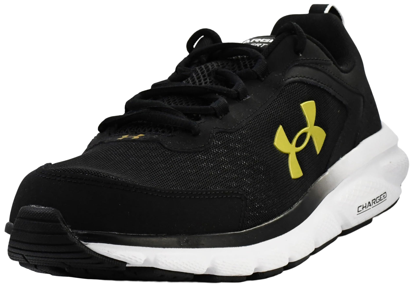 Under Armour Men's Charged Assert 9 Running Shoe, Black/White/Gold,11.5