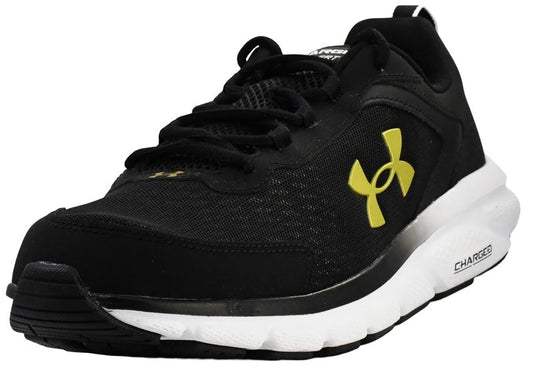 Under Armour Men's Charged Assert 9 Running Shoe, Black/White/Gold,9.5