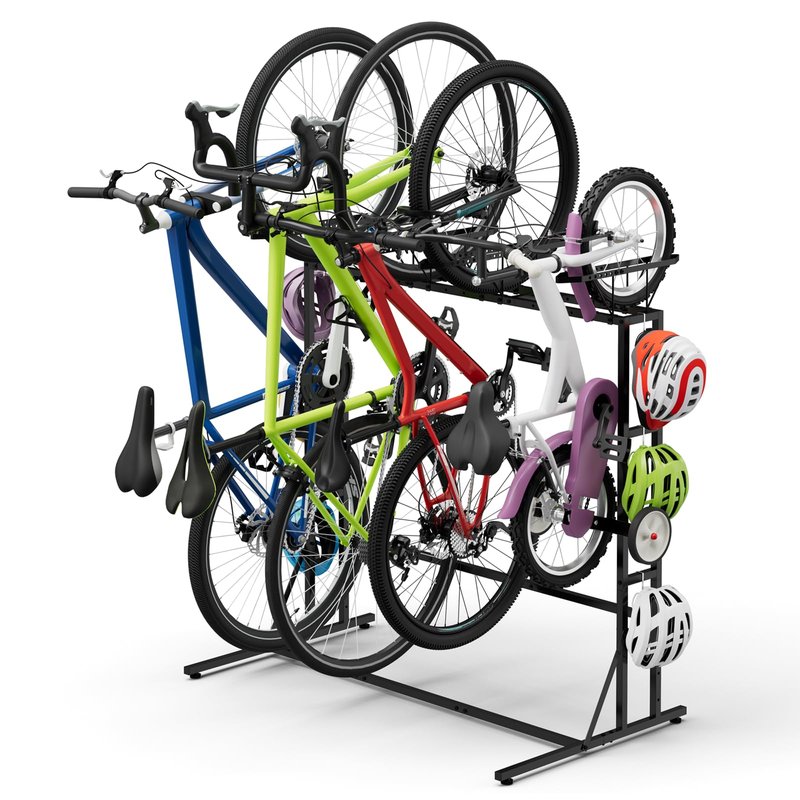 ETELI Bike Rack Garage Freestanding Bikes Rack Floor Stand Vertical Bike Stand Rack for Garage Organizer Indoor Outdoor Bikes Storage, Hold Max Tire Width 2.65”, Black