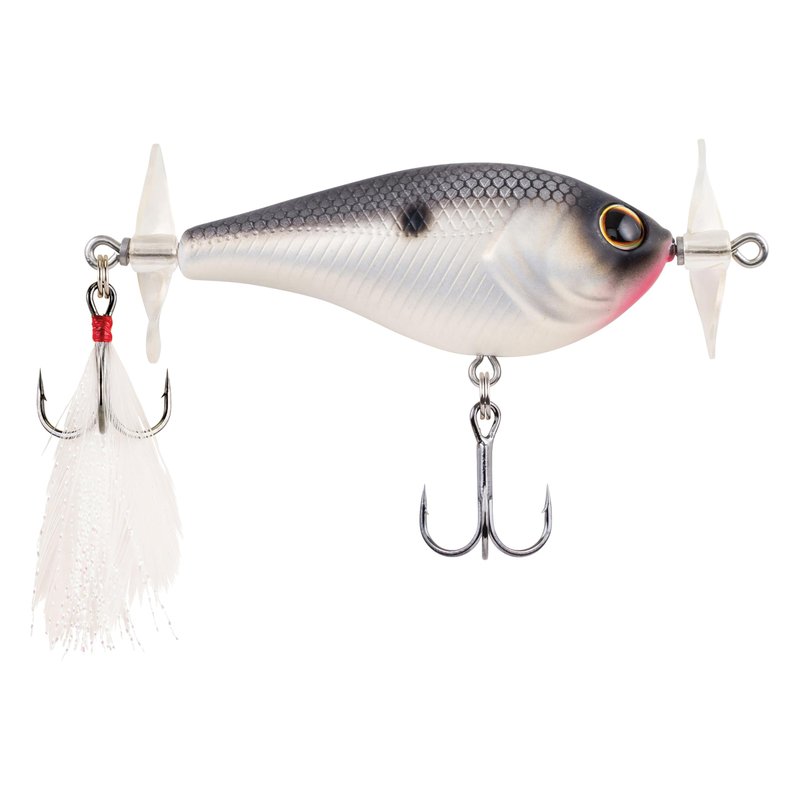 Berkley Spin Bomb Topwater Fishing Lure, Black Chrome, 2/5 oz, | 60mm, Spins at Slower Speeds with Maximum Spray, Equipped with Sharp Fusion19 Hook
