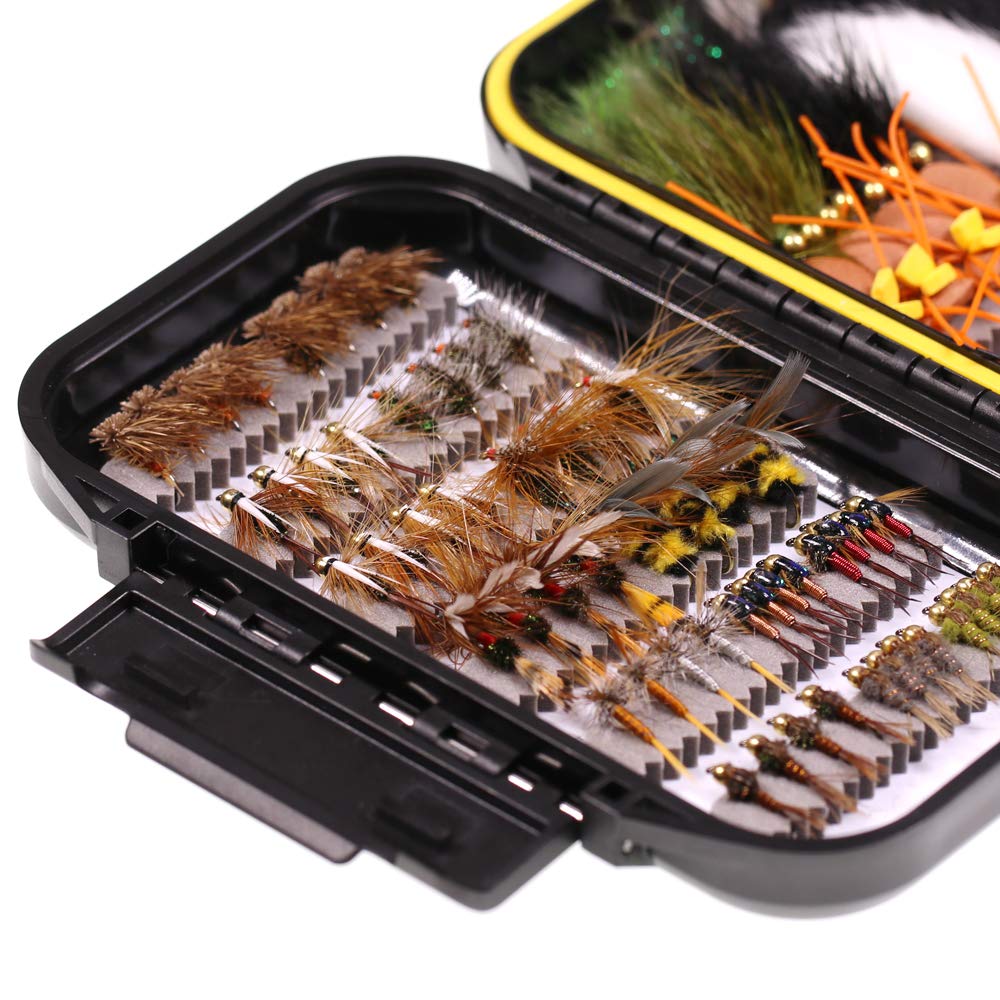 Wifreo 92pcs Fly Fishing Flies Assortment with Waterproof Fly Box