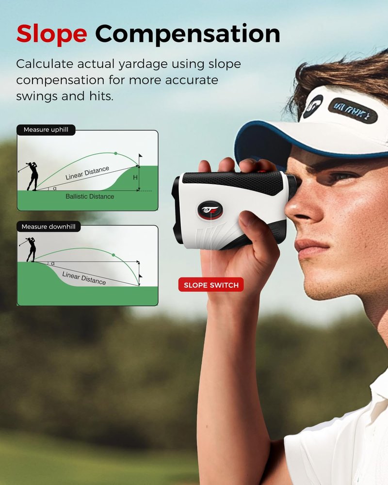 VyKure Golf Rangefinder with Slope - 1200 Yards Laser Range Finder with Flag Pole Locking Vibration, 7X Magnification rangefinder with Magnet Stripe