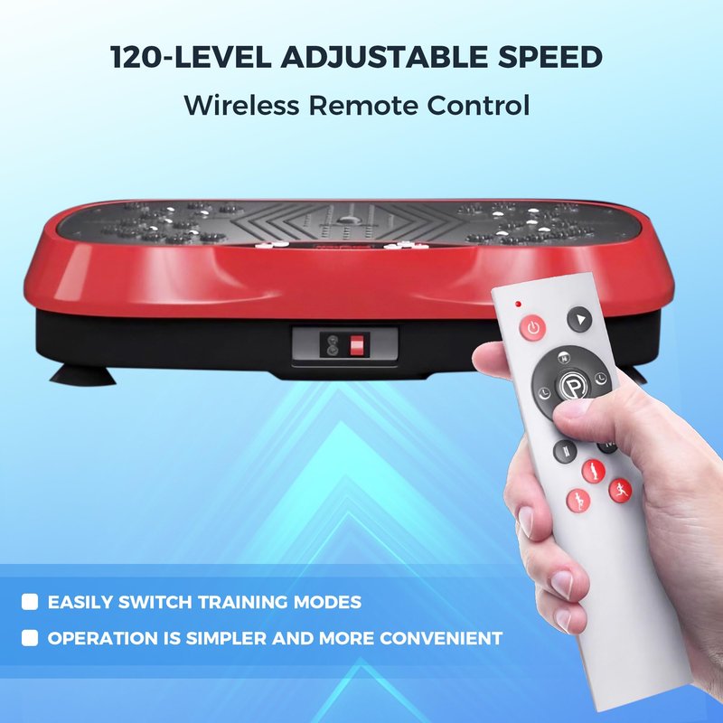 WANKO Vibration Plate Exercise Machine - Shake Plate Vibration Platform with 2 Pull Ropes - Lymphatic Drainage Machine for Shaping, Wellness, Recovery, and Weight Loss for Men and Women (Red)