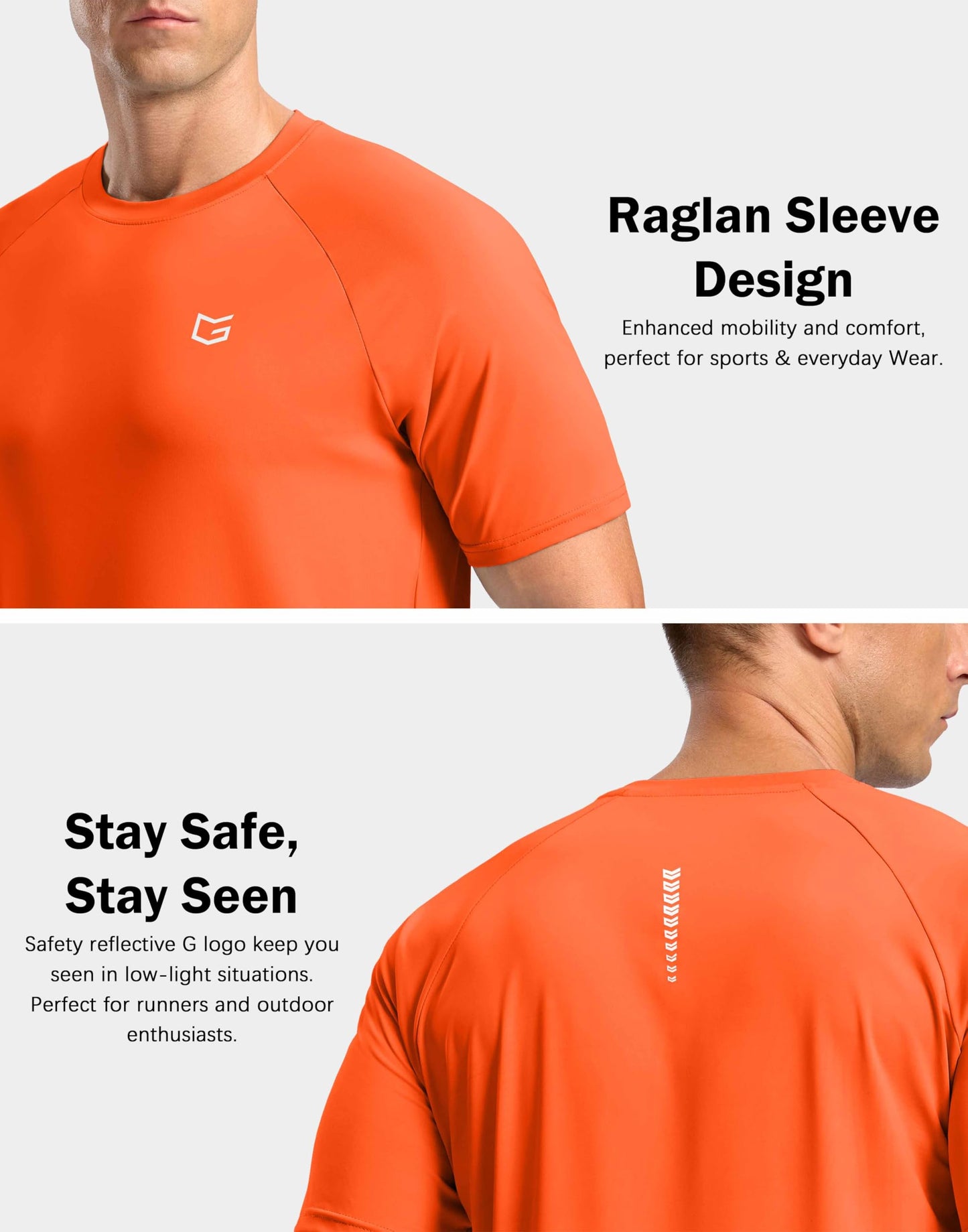 G Gradual Men's Athletic Workout T-Shirts Moisture Wicking Cooling Running Shirts Short Sleeve Performance Tee for Gym Tennis(Orange,3XL)