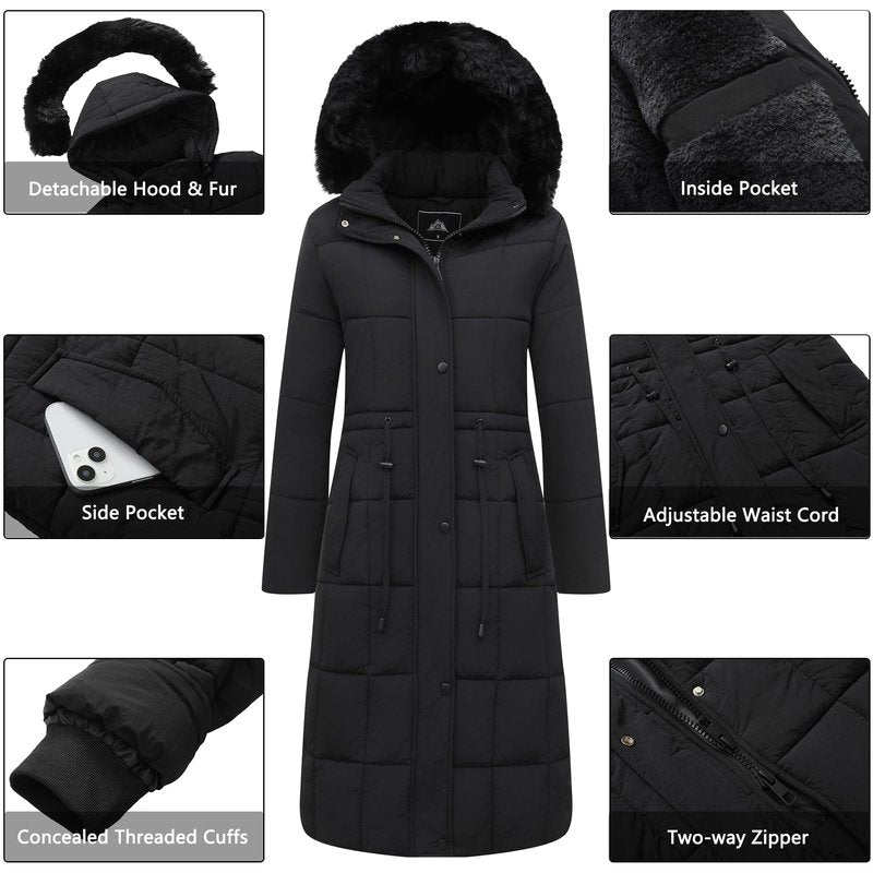 GOLDLADIES Women's Winter Coat Long Waterproof Parka - Warm Snow Jacket for Women, Windproof Winter Jacket with Hood, Heavy Duty Cold Weather Outerwear
