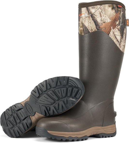 HISEA Waterproof Rubber Work Boots for Men - Insulated Neoprene Hunting Shoes | Adjustable Calf, Anti-Slip Design