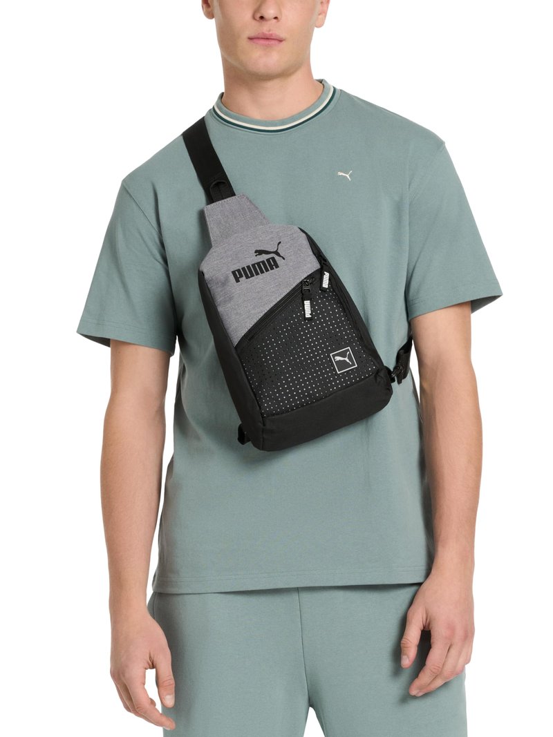 PUMA EVERCAT SIDEWALL SLING BACKPACK,Black/Silver,One Size
