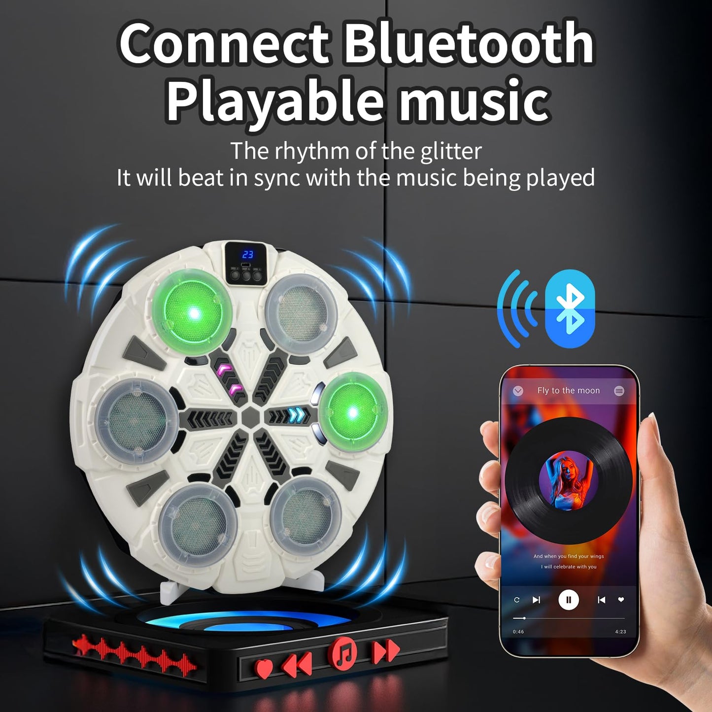 ZBULAR 6-in-1 Laser Dry Fire Training Targets with Smart Bluetooth Music, LED Display, Multi-Angle Training, Type-C Charging, Compatible with 9mm/22lr/223 Bullets Bore Sight