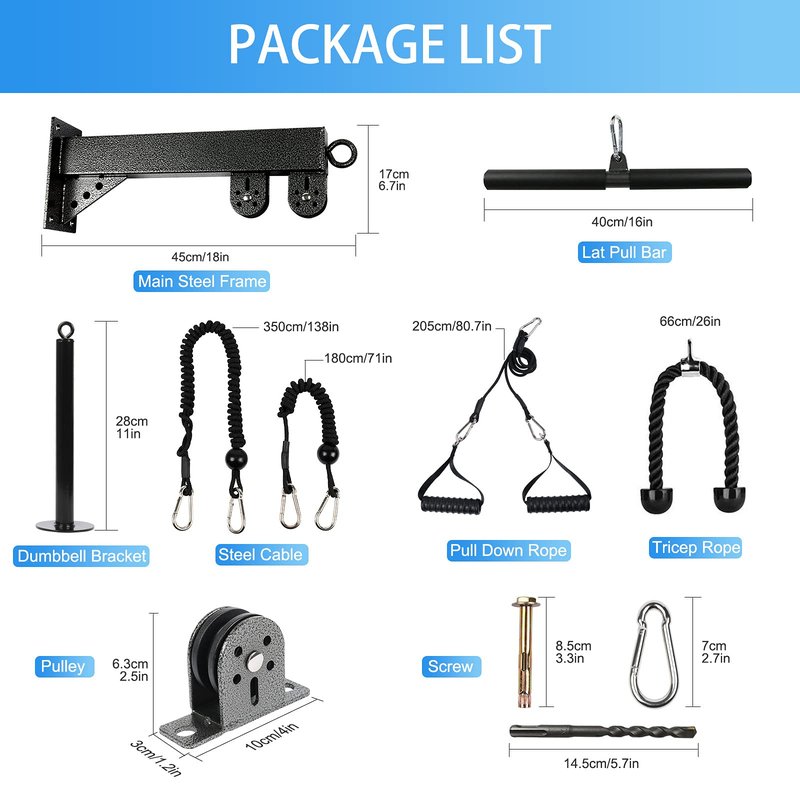 TRENDBOX Pulley System Gym Cable Machine Triceps Rope Pulley System Triceps LAT Pulldown Attachments Chest Expansion Training Fitness Home Gyms