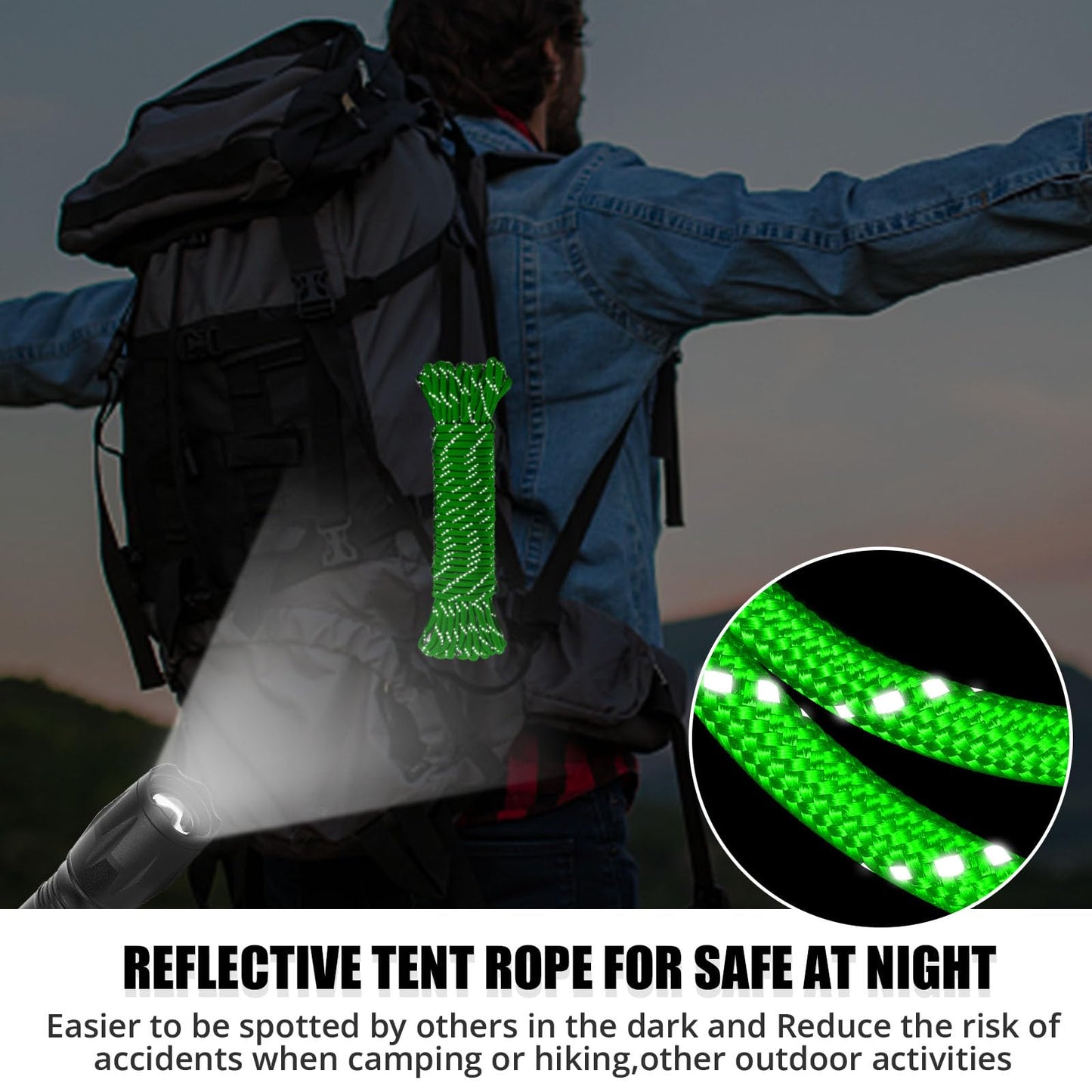 Reflective Paracord Rope 1000Ib - 100ft 4mm 12 Strand para Cords Lanyard Utility Parachute Cord for Tent Camping Hiking Fishing Survival Tactical Clothesline DIY Projects Neongreen