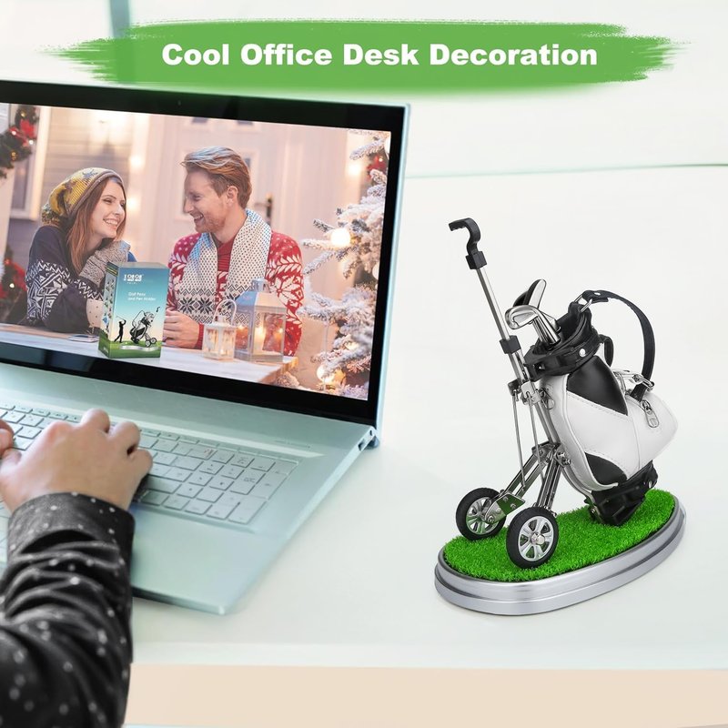10L0L Golf Pen Holder 3 Club Pens Golf Cart, Mini Office Desk Decor, Funny Gifts for Men, Dad, Boss - Stocking Stuffers for Golfers on Birthday, Christmas, Fathers Day