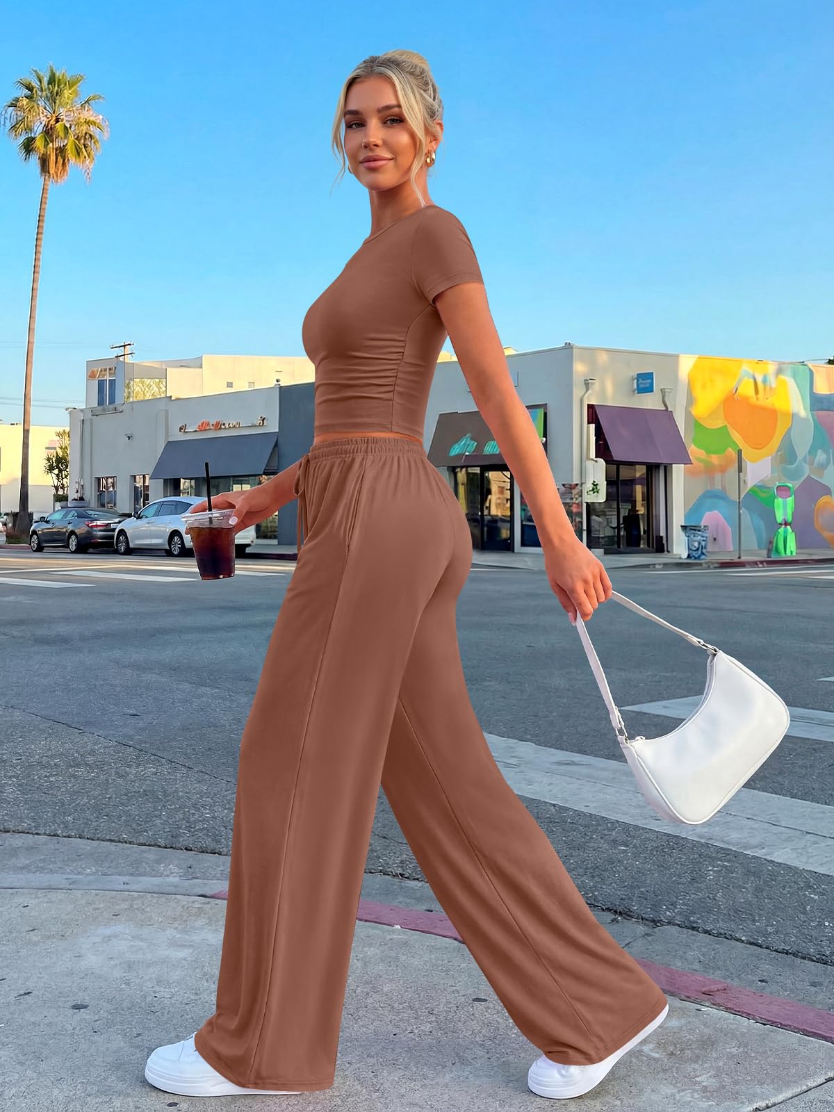 Trendy Queen Womens 2 Two Piece Set 2026 Summer Workout Vacation Gym Clothes Spring Fashion Lounge Matching Airport Travel Outfit Resort Wear Fitness Athleisure Clothing