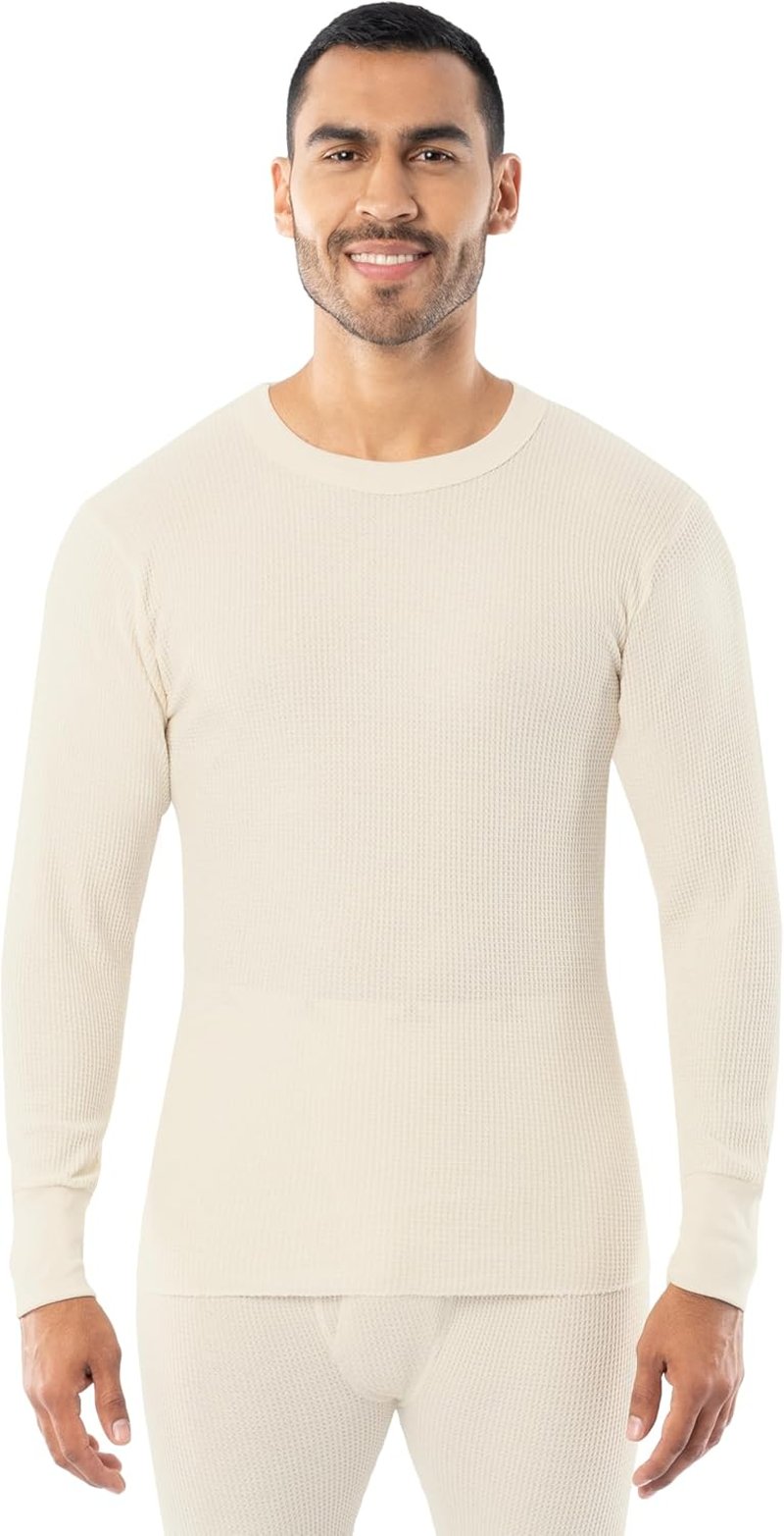 Men's Heavyweight Cotton Waffle Thermal Underwear Crew Top - Warm & Comfortable Fit