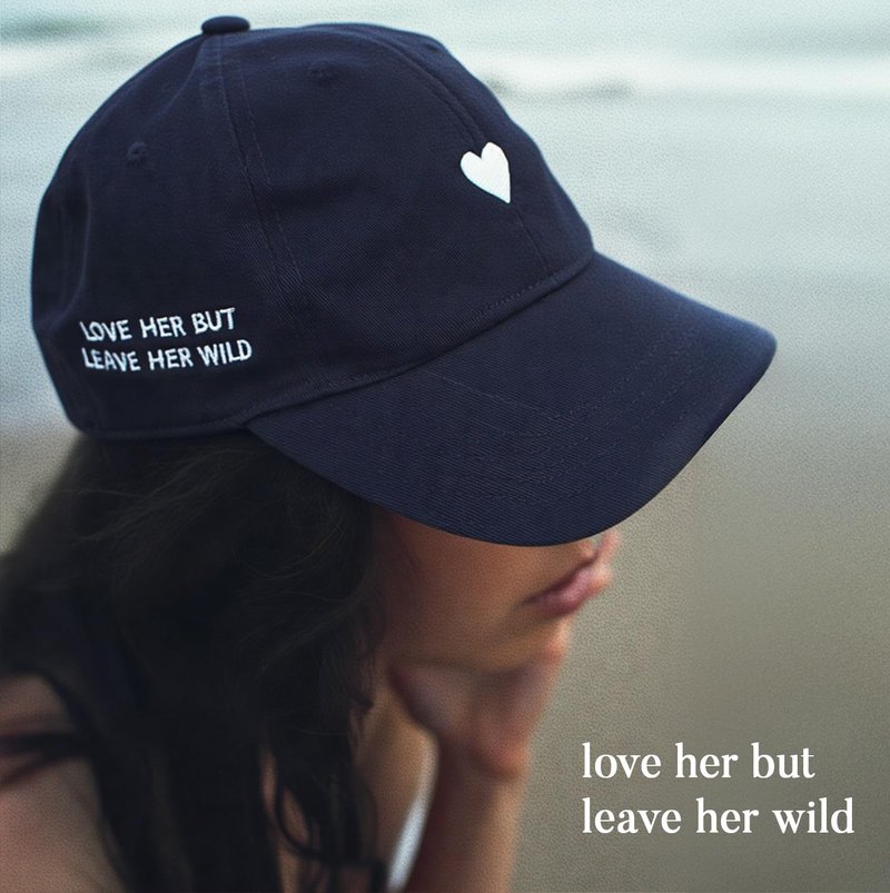 ATTICUS Poetry Hat, Embroidered Brushed Cotton Women’s Baseball Hat Unisex Fit, Adjustable One Size (Heart Navy)