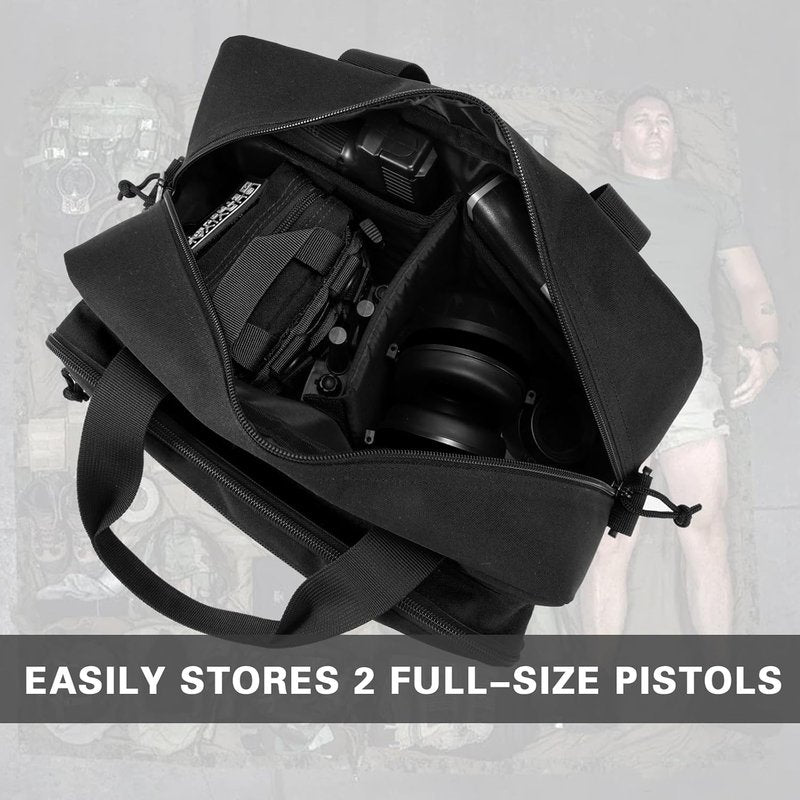 PROFOCUS Small Range Bag - Dual Pistol Handgun Carrying Case with Lockable Zippers | Ideal for Ammo & Revolvers