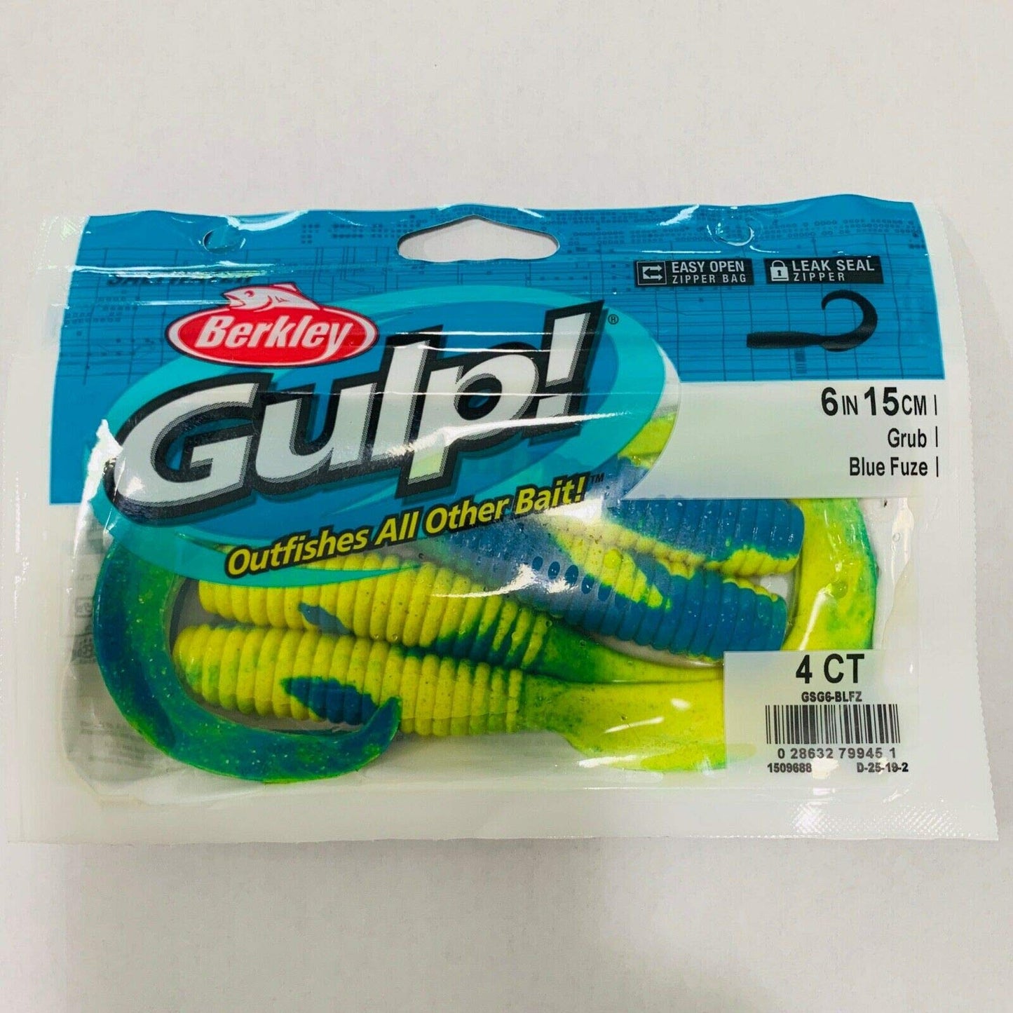 Berkley Gulp! Grub - GSG6-BLFZ Blue Fuze, 6"
