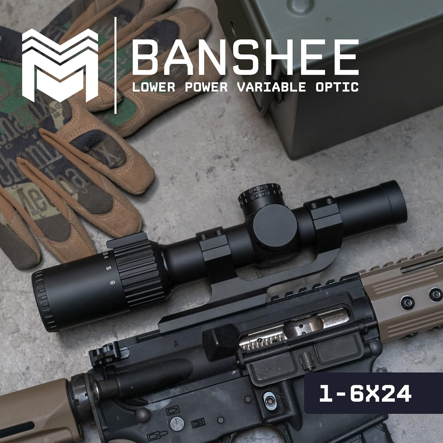 Monstrum Banshee 1-6x24 LPVO Rifle Scope with Offset Scope Mount | Black | BDC B1 Reticle