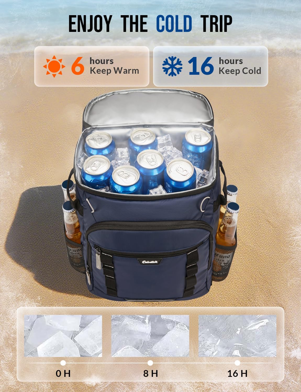 Celvetch Backpack Cooler Insulated Leak Proof 36/40 Cans Large Capacity Soft Insulated Cooler Bag Lightweight Lunch Backpack for Men Women Work Travel Beach Camping Picnic Hiking - Black