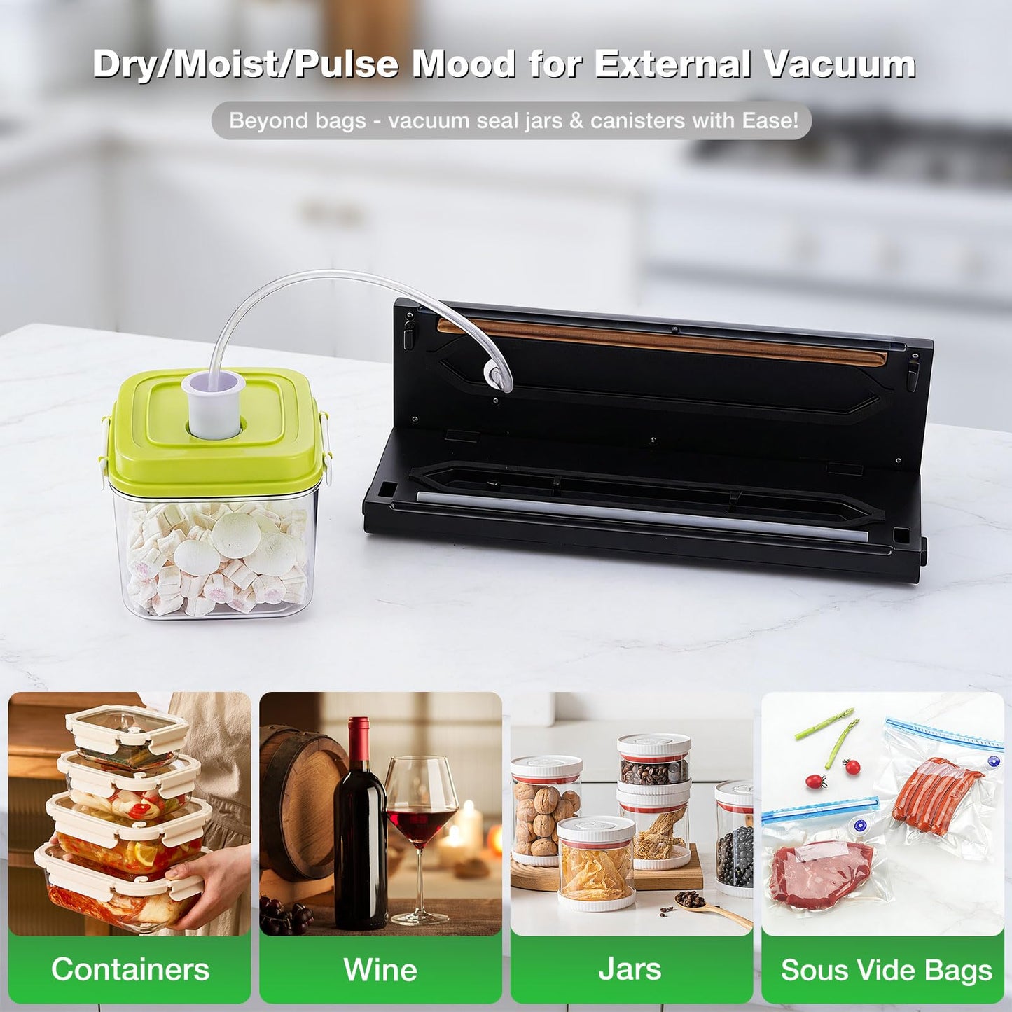 GUMLCOOD Automatic Vacuum Sealer Machine for Food with 10 Storage Bags