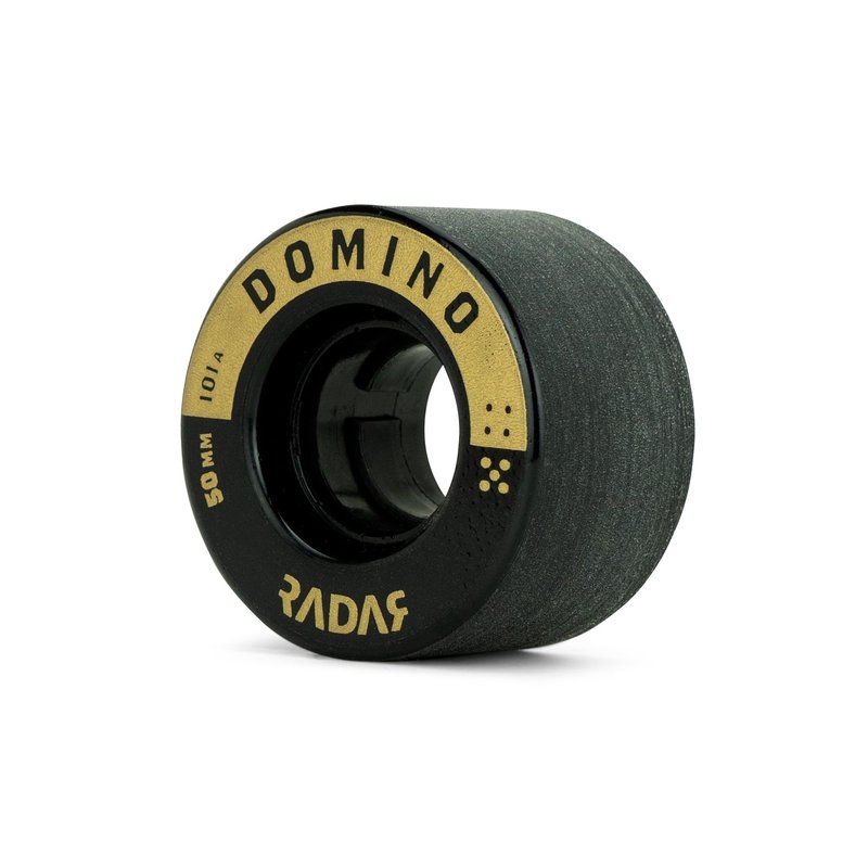 Riedell Radar Domino Wheels - Indoor Roller Skate Dance Wheels - 4 Pack of 50mm x 31mm Wheels | Black/Gold 101A