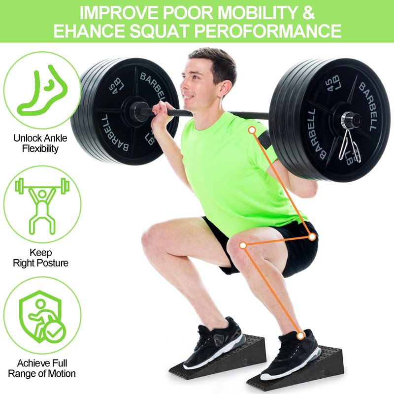 Yarlung 2 Pack Squat Wedge Block, Non-Slip Slant Board for Heel Elevated Squat, Calf Stretch, Home Gym, Enhance Mobility and Strength Performance