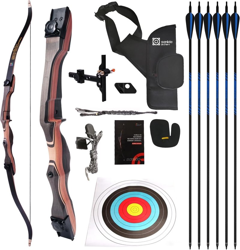 Recurve Bow and Arrows Kit for Beginners | 48-70 Inch Wooden Takedown Archery Set for Adults & Youth