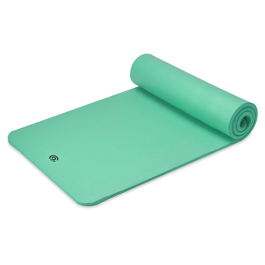 C9 Exercise Mat - 15mm Thick Yoga Mat | Workout Mat for Fitness, Yoga, Pilates, Stretching & Floor Exercises for Women & Men| Includes Carrying Strap (72" L x 24" W x 15mm) - Teal