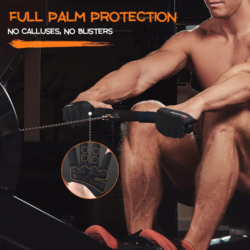 SueStar Weight Lifting Gloves - 3/4 Finger Workout Gloves for Men & Women | Full Palm Protection & Silicone Grip