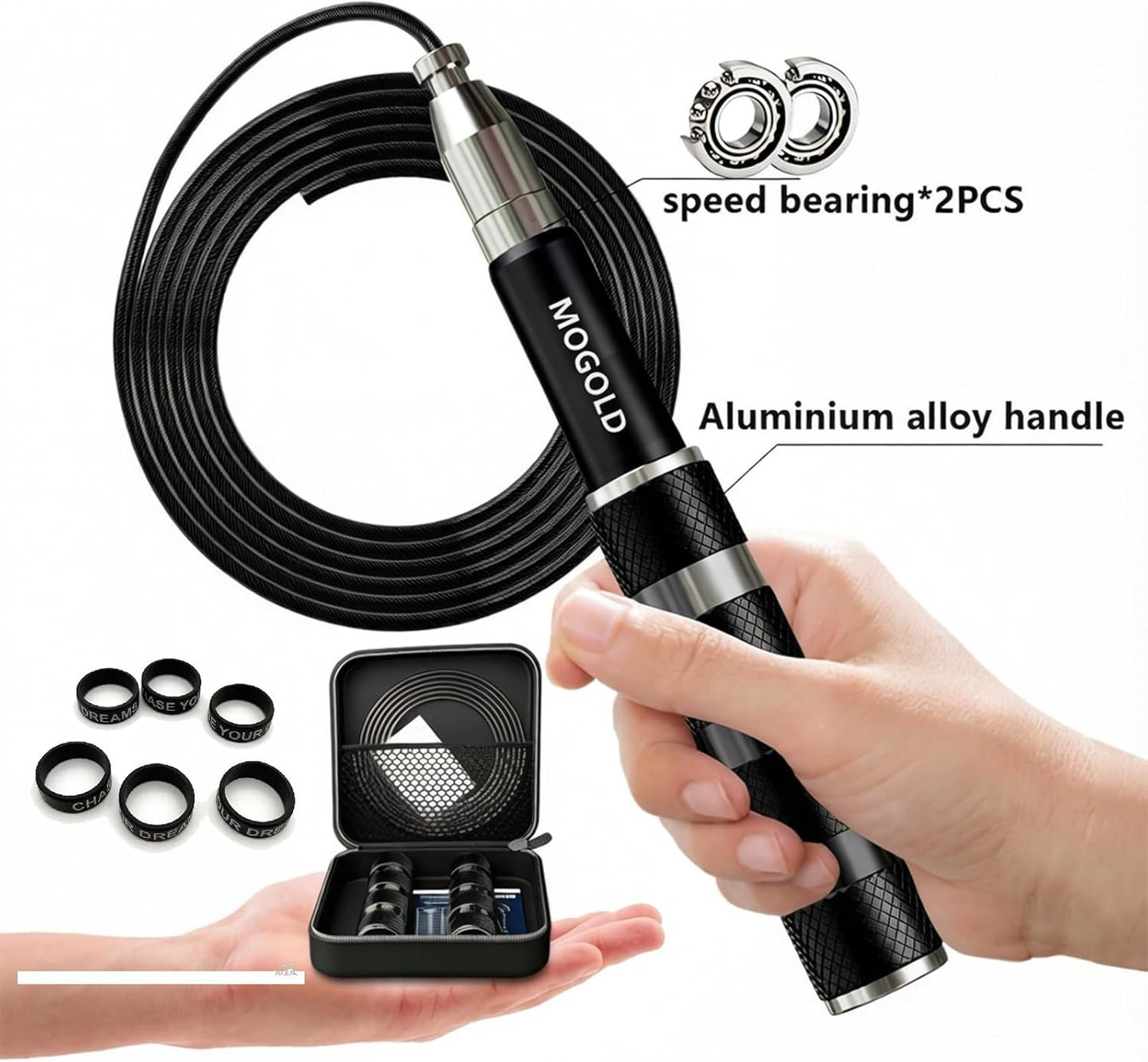 Retractable Jump Rope - Adjustable No-Tool Design | Tangle-Free Steel Cable for Travel & Gym Use