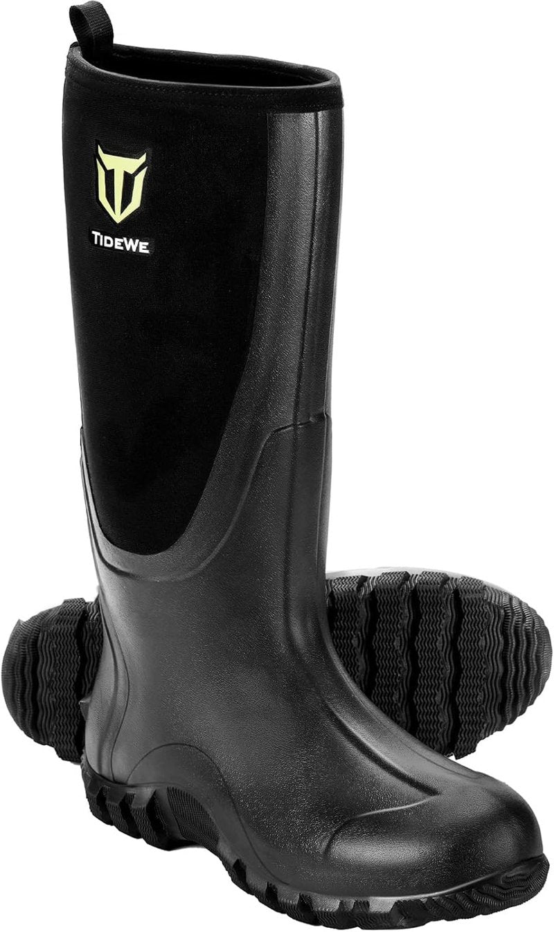 TIDEWE Rubber Boots for Men - Waterproof Multi-Season Hunting Boots | 6mm Neoprene, Steel Shank Design