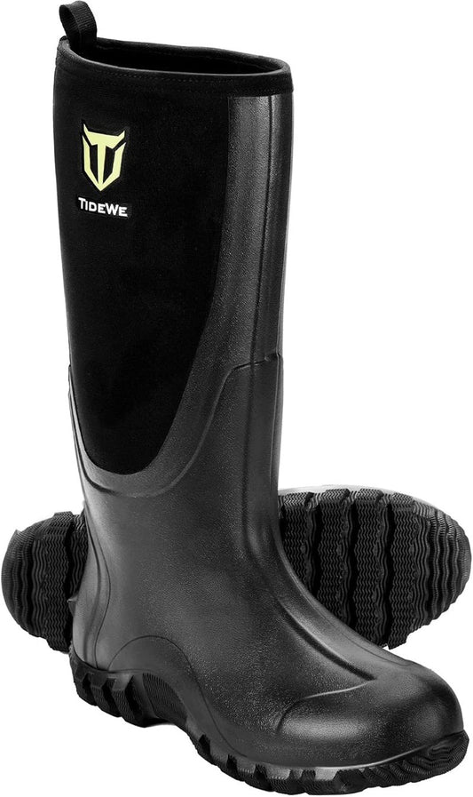 TIDEWE Rubber Boots for Men - Waterproof Multi-Season Hunting Boots | 6mm Neoprene, Steel Shank Design