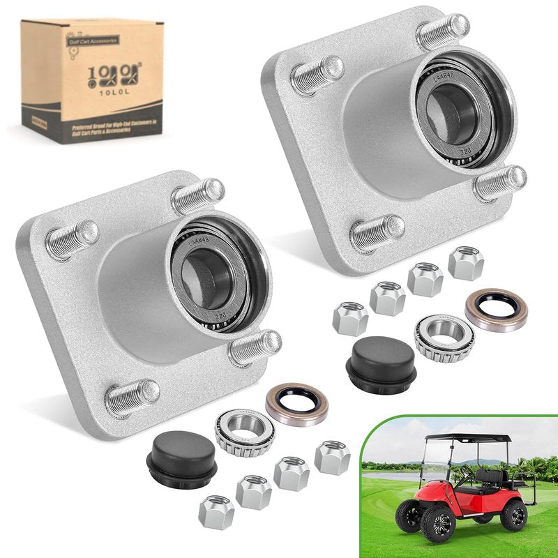 10L0L Golf Cart Front Wheel Hub Assembly with Hub Bearing/Oil Seal/Dust Cover for EZGO PDS&TXT/Medalist Gas & Electric 2001.5-2013,Replace OEM# 70895G01,L44643(Pack of 2)
