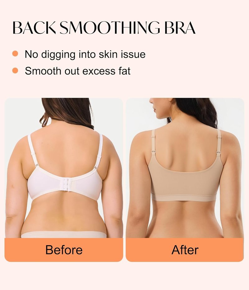 Wireless Support Bra for Women - Full Coverage Zip Front Closure | Comfort Fit, Back Smoothing, No Underwire
